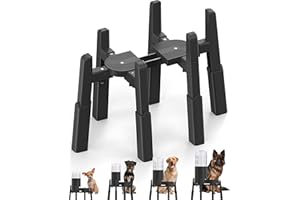 JUNSPOW Ecuelle pour Chien Surélevée avec 4 Supports réglables en Hauteur [Uniquement Les Supports], Station d'alimentation Stable & antidérapante pour gamelle de Nourriture & d'eau