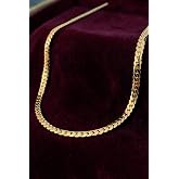 G&uuml;m&uuml;ş, Altın Kaplama 316 L Paslanmaz &Ccedil;elik Ezme Gurmet K-231 Sık &Ouml;rme İtalyan Model Zincir Kolye 6 MM Gold