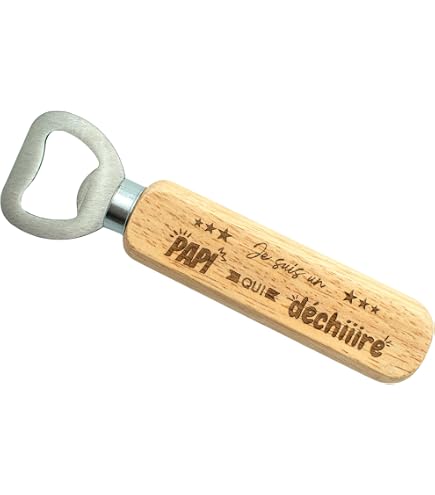 Ouvre-bouteille En Bois Gravé – Cadeau Pour Grand-père – Fête Des Pères, Noël, Anniversaire – Style Camping/bar - 6