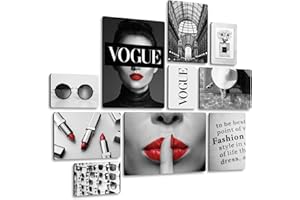 Giallobus - Ensemble de 10 peintures multi-panneaux - 2 - Fashion Moda Vogue - Bois MDF - | 2 x 42x29,7cm | 4 x 29,7x21cm | 4 x 21x14,85cm | - Prêt à accrocher - Tableaux