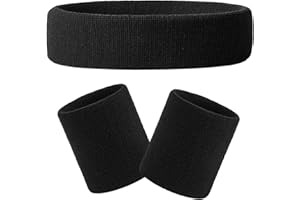 CRIVEPLE Set di fasce per il sudore da polso, fasce per il sudore, per lo sport, per calcio, basket, tennis