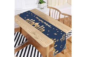 PARSUP Ramadan Mubarak Table Runner Table Decorations - Ramadan Mosque Lantern Islamic Happy Ramadan Mubarak Party Supplies Decorations, 13.8x71 inches