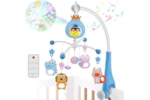Aytop Móvil de Cuna con Proyector de Luces y Música, Móvil Musical para Cuna con Mando a Distancia, Juguetes Colgantes Giratorios para el Moisés de la Cuna, Juguetes de Cuna para Recién Nacidos