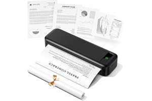 TATTMUSE Thermodrucker A4, Bluetooth Mobiler Drucker, Rechnungen, Belegdrucker, Lernen, Tragbarer Drucker Kompatibel mit Phone, Monochromer Reisedrucker Nur Thermopapie, Schwarz