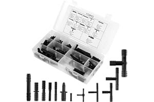 NQEUEPN 113pcs Vacuum Connector Assortment, Automotive Vacuum Tubing Connector Vacuum Hose Pipe Tube Connector Tee/Straight/Reducer Vacuum Line Connectors Vacuum Fittings (12 Sizes)