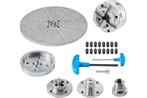 VEVOR Mandrin Tour à Bois φ 96 mm Mandrin de Tour à 4 Mâchoires KP965 Mandrin de Tournage à Bois avec 5 Mors et Clé en T Outil à Centrage Automatique pour Tours Usinage de Précision Meulage Fraisage
