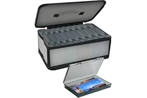 Gbivbe 4" x 6" Photo Storage Boxes Photo Case with Handle, 10 Black Inner Plastic Photo Keeper, Scrapbook Organiser Container Box for Craft, Seed, Cards Supplies with 1 Label