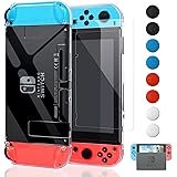 FYOUNG Dockable Coque pour Nintendo Switch avec Ecran Protecteur, Version Amélioré de Cristal Housse Clair de Protection pour Nintendo Switch Console et Joy Cons avec 6 Couvre Pouce-Clair