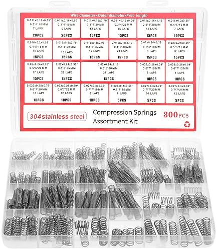 Produktbild von Druckfedern-Sortiment 300-tlg. Aus Edelstahl 304 – 23 Größen In Box, Für Reparaturen, DIY, Maschinen & Möbel, 160 G Set