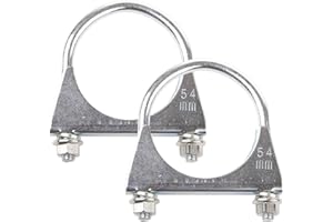 GILEN 2 Pcs 54mm Exhaust Clamp, Heavy Duty Exhaust Clamps U Clamps, Special Clamp for Exhaust Pipe U-Shaped Galvanized Pipe Clamp, Exhaust U Bolts for 54mm Diameter Exhaust Tail Pipe Clamps