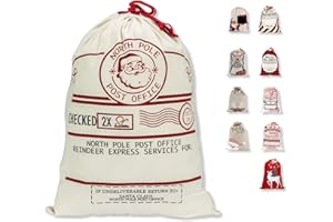 LessMo Bolsa de Lona de Santa Saco de Navidad, Bolsa Grande de Lona con cordón, Bolsa de algodón Favores de Fiesta para Almacenamiento de Paquetes de Navidad Grandes (Oldman Head)