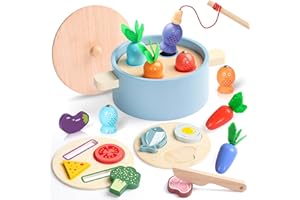 jerryvon Juguetes Niños 2 Años Cocinas Juguetes Montessori 2 Años 4-En-1 Juego Pescar Peces Magnética Regalo Niña Niño 2 3 Años Juegos Educativos Niños 2 Año Comida Juegos Niño 2 Año