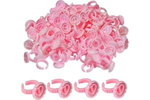 TOPBELIEF 100 Piezas Anillos De Desechables, Soportes Pegamento Pestañas, Anillos Soporte Pegamento Plástico, Anillos Maquillaje Desechables Pequeños Para Manicura, Tatuajes, Extensiones Pestañas, Pigmentos