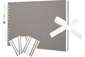 Hiwhy Album fotografico per ritagli 40 pagine bianche Libro dei ricordi 29 x 21,5 cm Libro degli ospiti Album per ritagli Accessori con adesivi angolari per Baby Shower, Matrimonio, Viaggi