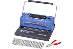 TIANSE Spiral Coil Binding Machine, Manual Book Maker Punch Binder with Electric Coil Inserter, Disengaging pins, Adjustable Side Margin, Comes with 100pcs 5/16'' Plastic Coil Bind Spines & Plier