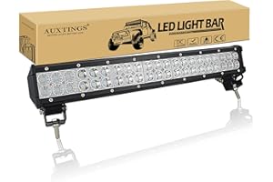 AUXTINGS Barra de luces LED 50 cm 20 pulgadas 126W 2 fila punto de inundación haz combinado luces todoterreno luz de trabajo impermeable con arnés para camión SUV ATV UTV luces barco,12V 24V