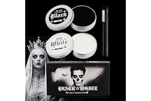 ZIENZENGYA ZIENZENGY 100g Maquillage Halloween Visage Noir et Blanc, Kit Maquillage Halloween Enfant Adulte Peinture Corporelle Carnaval Théâtre Cosplay Fantaisie Clown SFX