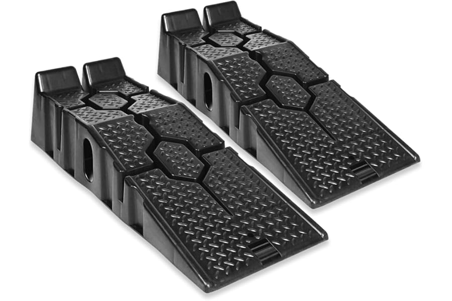 Set of 2 Car Ramps Heavy Duty Black, 3 Ton Plastic Vehicles Ramp, 33cm Extra Wide Car Maintenance Lifting Tools