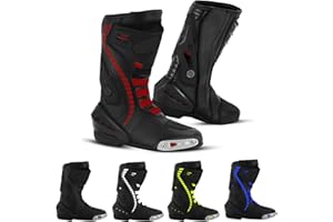 Vaster Moto Herren Motorradschuhe Knöchel Motorrad wasserdicht Leder Rennstiefel Rutschfeste Sohle