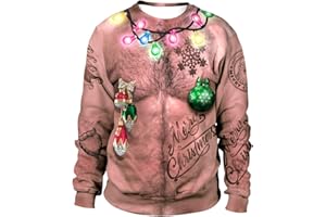 HAOLEI Ugly Christmas Jumpers for Women and Men Funny Novelty Santa Xmas Jumper No Hood 3D Print Snowman Sweatshirt Long Sleeve Pullover Christmas T-Shirt UK Clearance