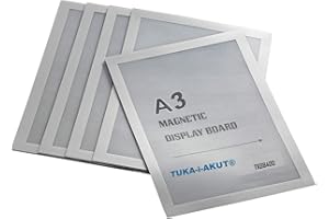 ‎TUKA-I-AKUT TUKA-i-AKUT 5st. A3 Info-Rahmen Selbstklebend mit Magnetverschluss, Einstecktasche Infotasche Blatthalter, Schnelles Wechseln von Aushängen, Aufklappbarer Magnetrahmen Farbe Silber, TKD8400-A3-5x