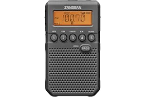 Sangean DT-800BK AM / FM / NOAA - Radio de bolsillo recargable (negro/gris)