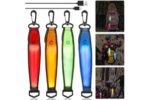 GAOUTO 4 Stück LED Blinklicht Schulranzen, 3 Modi USB Aufladbar Reflektierende Anhänger, Kinder Sicherheitslicht Reflektoren Schulranzen, wasserdichte Reflektor Anhänger für Schulranzen Rucksack