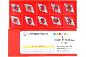 HOPSON TOOLS DCGT11T304 Inserti in metallo duro per Alluminio e metalli non ferrosi, Inserti HM indicizzabili, 10pezzi