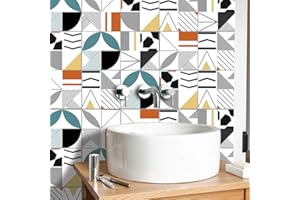 HORIWE 20pc Tile Stickers 6x6 Inches Backsplash PVC Waterproof Oil Proof Self Adhesive DIY Bathroom Kitchen New Wall Stickers Home Decor 15cm x 15cm