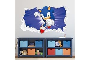 BEAUTIFUL GAME Sonic The Hedgehog Wall Decal - Sonic Blue Smashed Wall Vinyl Art Decal Sticker (120cm w x 65cm h)