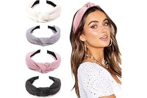 DRESHOW 4 Piezas Diademas para Mujeres y Niñas Flor Impreso Anudado Plástico Diadema Moda Boho Ancho Diademas Antideslizante Pelo Accesorios
