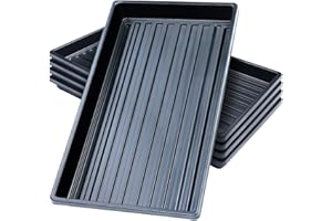 Mengxin Plastique Plateau de Culture Plateau Semises Réutilisable Bac pour Plantation Noir pour Hydroponique en Serre Germination des Plantes de Semises (5, 10 x 20 inches)