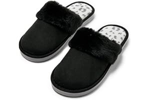 JOMIX Damskie kapcie zimowe ciepłe futro lampart futro syntetyczne antypoślizgowe wygodne domowe podeszwa PVC