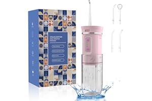 OHAANYY Munddusche Kabellos Elektrische Zahndusche Mini Tragbar Water Flosser für Zähne, Zahnfleisch und Zahnpflege Oral Irrigator mit Versenkbarer Wassertank, 3Modi und 4Düsen,Zuhause und Reise