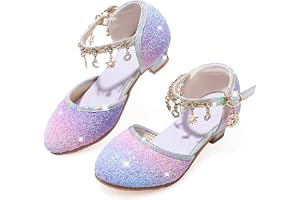 LECYGNB Sko, prinsessa, flicka, paljetter, kostym, hög klack, cosplay, bröllop, jul, födelsedag, ceremoni, fest, dansare, bal