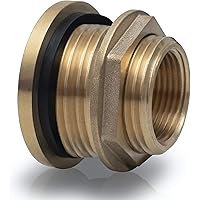 Ubora 1" Premium Regentonnendurchführung aus Messing - inklusive eine Gummidichtung - Verschraubung für Regenfass…