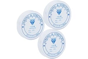 AKHTART 3 Rolls Clear Elastic String for Bracelets, Durable & Strong Bead Thread, Bracelet Cord Jewellery Making DIY Necklaces, Crafts, Decorations (0.8 mm x 6 m)