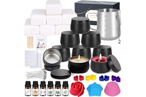 Aottom Kerzen Selber Machen Set, DIY Kerzenherstellung Zubehör Kit, 9 Duftkerzen Geschenk mit Einschließlich Kerzen Gießen Set,Dochte Aufkleber u Rührlöffel,6 Ätherisches Öl,Sojawachs 480g für Candle