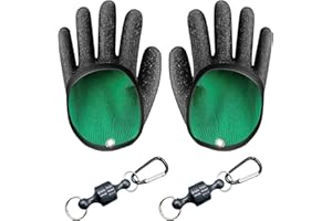 MEIFIYU Angelhandschuhe,Landehandschuh Hecht,Wasserdichte Angelhandschuhe mit 2 Magnetic Buckle,Schnitt Landehandschuh Hecht Anti Schnitt und Magnetverschluss,Angelzubehör für Den Sicheren Umgang mit Hecht