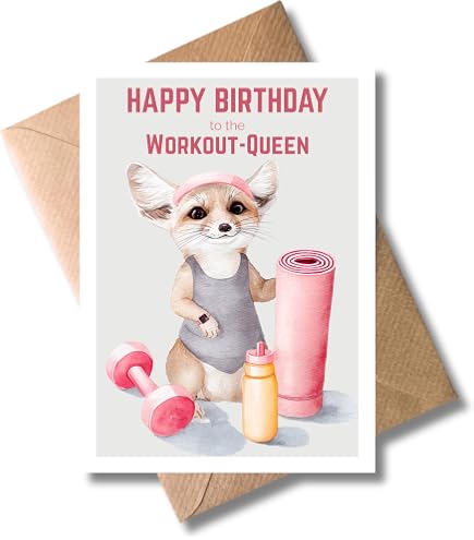 Geburtstagskarte 'Fitness Queen' – Liebevoll Designte Klappkarte Für Frauen Inkl. Umschlag, Made In Germany