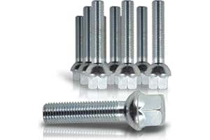 JOM Car Parts & Car Hifi GmbH 770021 Kit de 10 Vis, Boulons, boulonnerie longue M 14 x 1,5 60 mm pour les cales d'élargissement de voie de roue, jante, boulonnerie Assise / collet sphérique - Qualité Allemande.