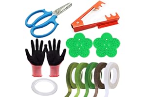 Woohome 11 PCS Arrangement de Fleurs Roses, Sécateur à Jardin, Décapant à Roses en Plastique, Dissolvant D'épines en Metal, Fleuriste Ruban et Gants pour L'arrangement de Fleurs de Jardinage