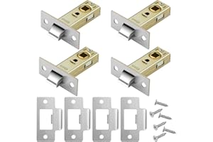 Pimoys 4 Set 45mm Door Latch, Internal Door Lock Mortice Latch Polished Tubular Latch for Sprung Lever Door Handles