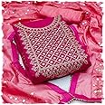 Y2Y Women's Heavy Cotton Embroidery Work Unstitched Salwar Suit Dress Material With Chanderi Work Dupatta (Free Size_Multi Color)