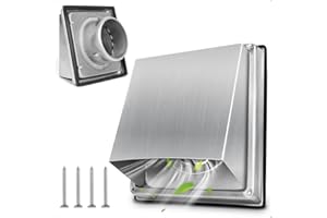 Yooler Ventilation Grille Diameter 125 mm Stainless Steel, Exhaust Hood Ventilation Grille with Insect Protection Grille Ventilation Flap, Weather Protection Grille for VMC Pipe and Cover Extractor