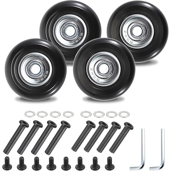 HRUS Roues de rechange pour valise Diamètre extérieur 90 mm Diamètre interne 6 mm Largeur 27 mm Essieux 35 mm