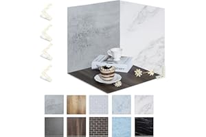 ZUOMIDIE 5 sztuk dwustronnych tablic fotograficznych z 10 wzorami 40 x 40 cm (16 x 16 cali) tło fotograficzne białe marmur rysunek słojów drewna zestaw dwustronny jedzenie płaski pionowy z 4 klamerkami