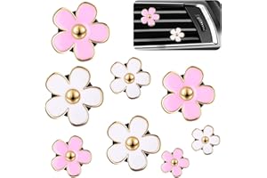 BREMOROU 8 Stück Gänseblümchen Blume Auto Lufterfrischer Clip Autozubehör Innenraum Deko Frauen Aromatherapie Ätherisches Öl Diffusor Auto-Dekorationszubehör Deko Innen (Rosa,Weiß)…