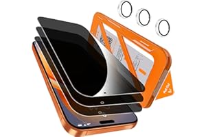 QHOHQ 3 Pièces Verre Trempé Anti-Espion pour iPhone 17 Pro Max + 1 Jeu Protection Caméra Arrière, [12 Pieds Qualité Militaire Vitre Protection], 25°Anti-Spy, Auto-Install 1s, Coque Compatible