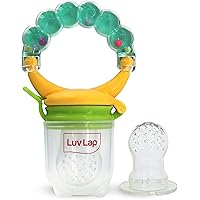 LuvLap Silicone Food/Fruit Nibbler with Extra Mesh, Soft Pacifier/Feeder, Teether for Infant Baby, Infant, Pearly Green, BPA 